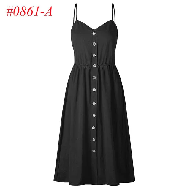 VenusFox Sleeveless Sexy Boho Midi Dress