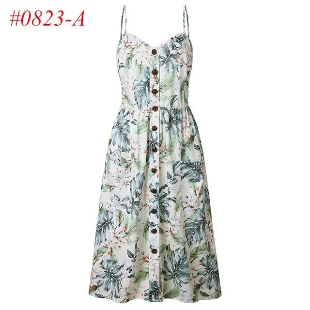 VenusFox Sleeveless Sexy Boho Midi Dress