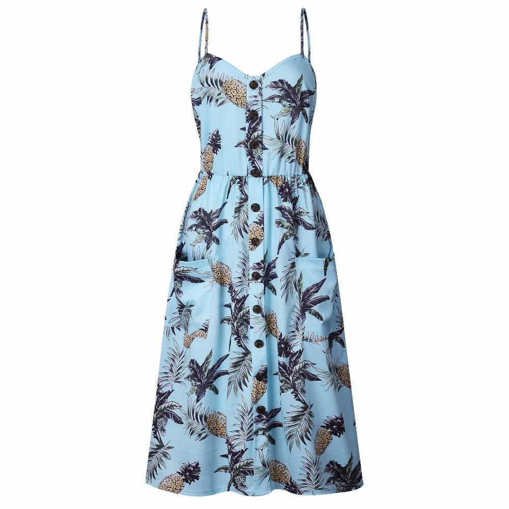 VenusFox Sleeveless Sexy Boho Midi Dress