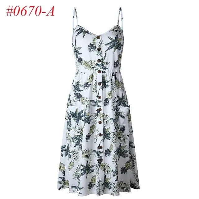 VenusFox Sleeveless Sexy Boho Midi Dress