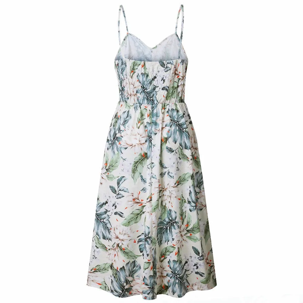 VenusFox Sleeveless Sexy Boho Midi Dress