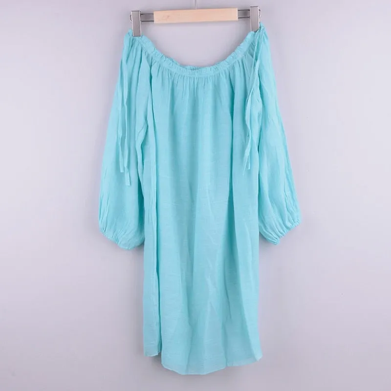 VenusFox Women Bikini Cover Up Swimwear Summer Beach Wear Off Shoulder Blouse Dress Swimming Bathing Beach Beachwear High Waist Push Up