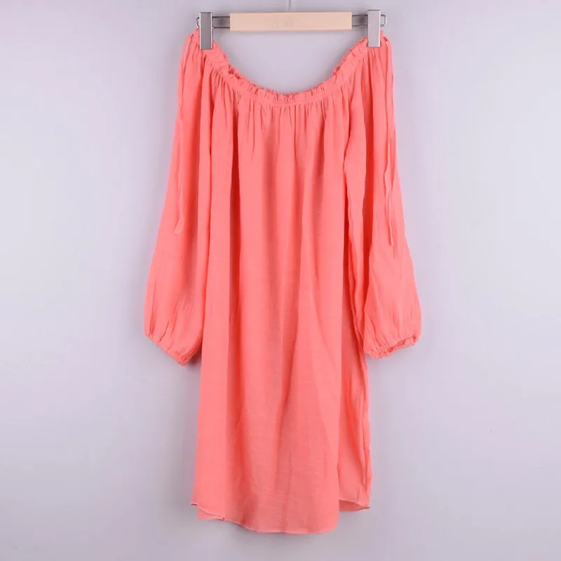 VenusFox Women Bikini Cover Up Swimwear Summer Beach Wear Off Shoulder Blouse Dress Swimming Bathing Beach Beachwear High Waist Push Up