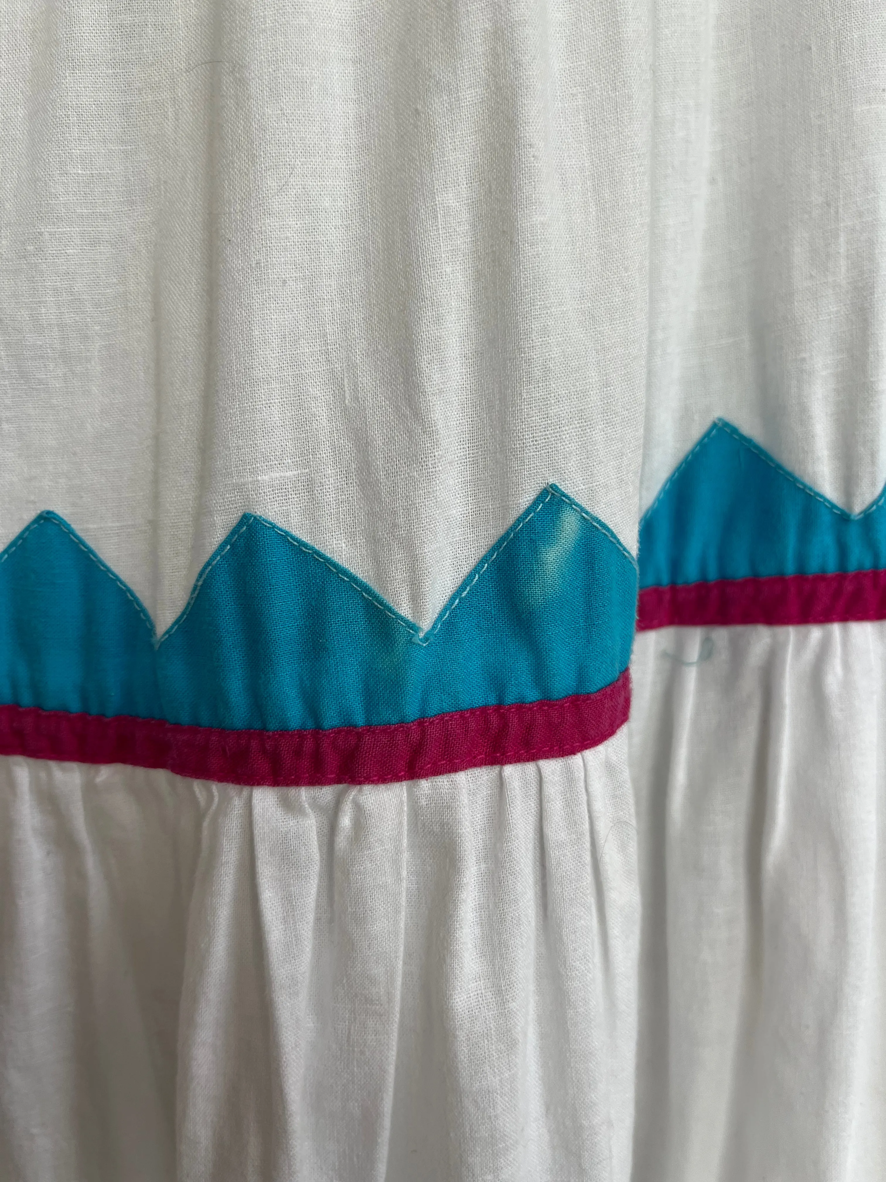 Vintage 70s Mexican MuuMuu Ethnic Hand Woven Kaftan Hippie Huipil Maxi Dress