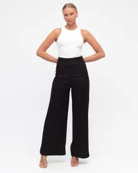 White Closet - Verana Linen Pants - Black