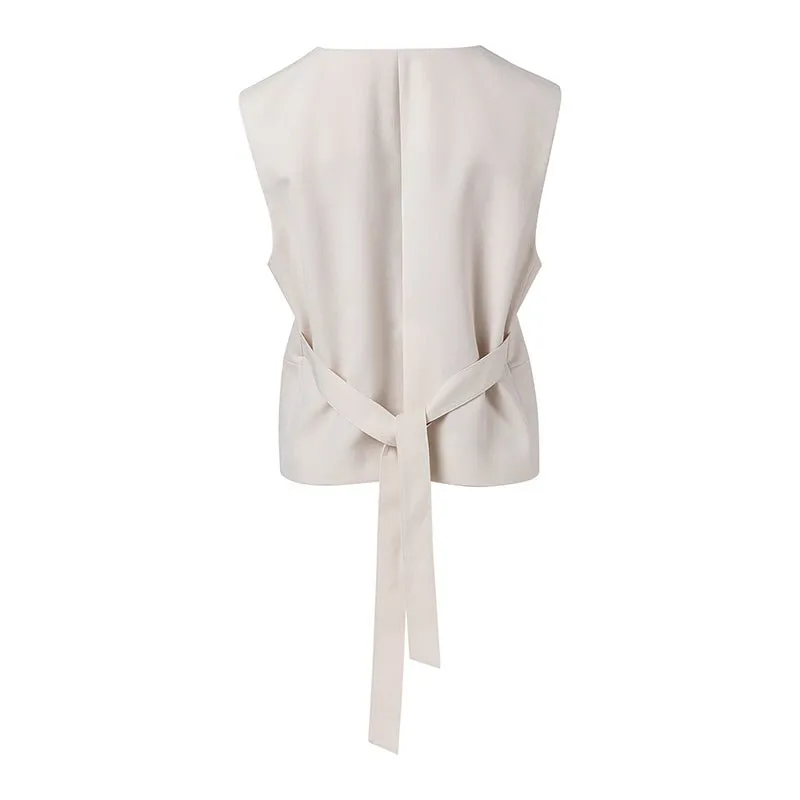 White Martingale V-neck Vest