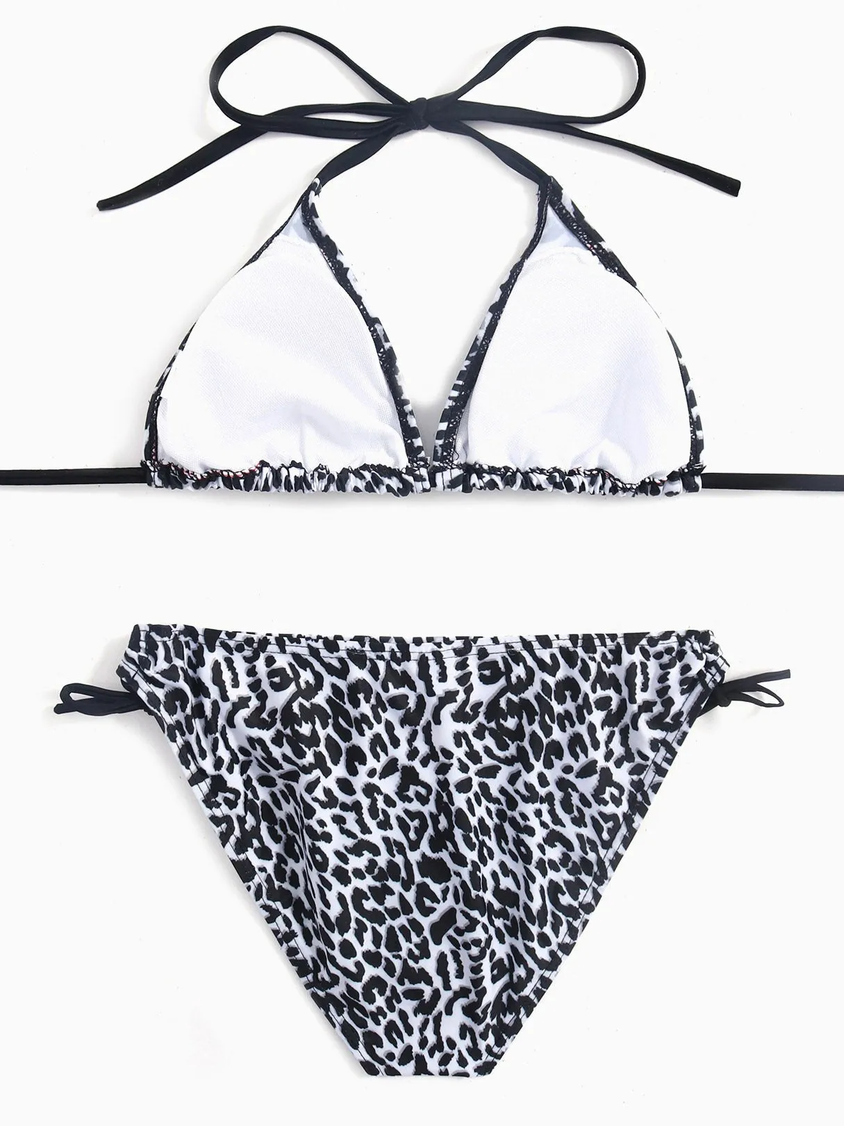 Wholesale Halter Sleeveless Leopard Wireless Two Piece Bikinis