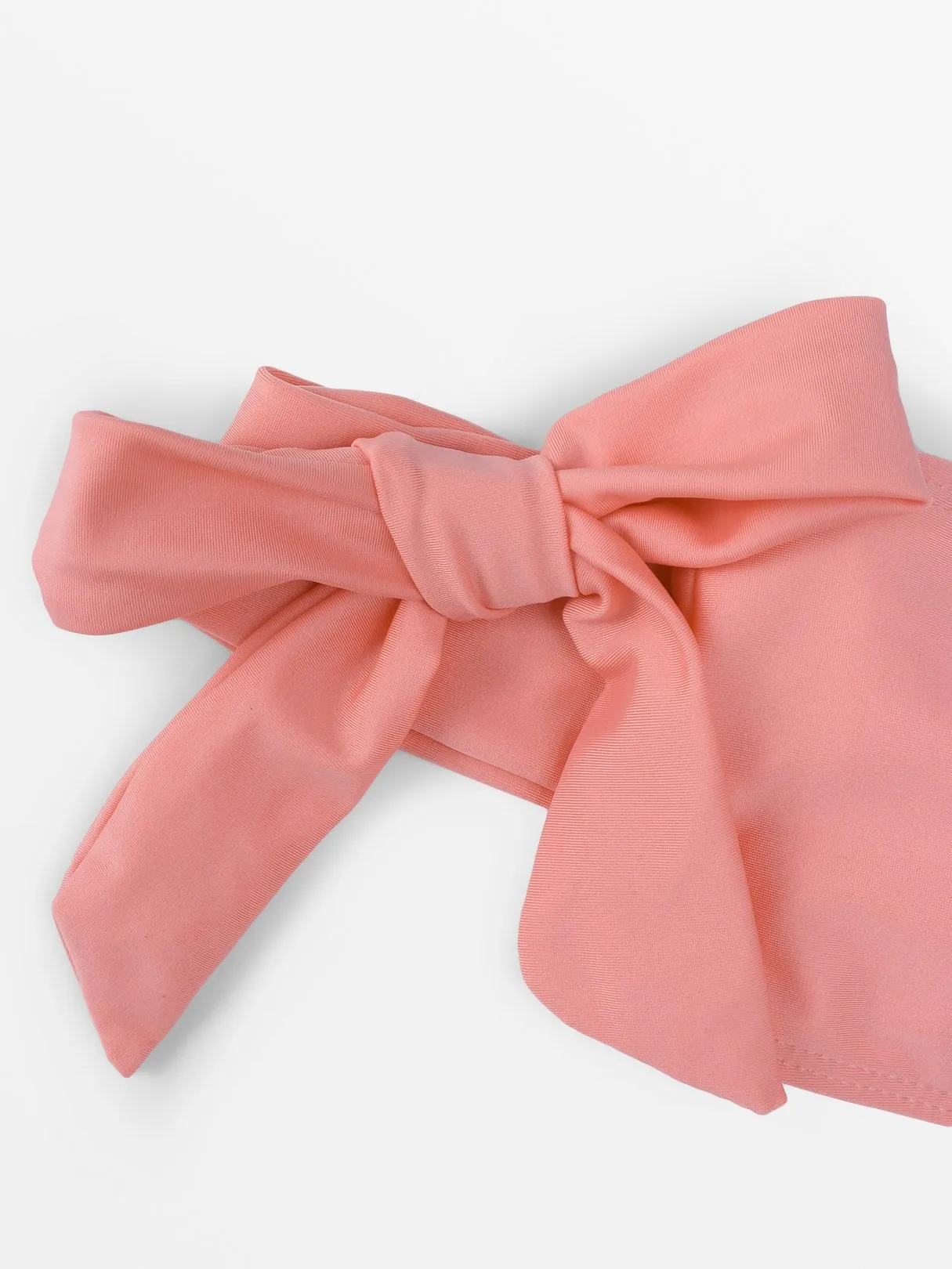 Wholesale Pink Off The Shoulder Sleeveless Plain Bowknot Two Piece Bikinis
