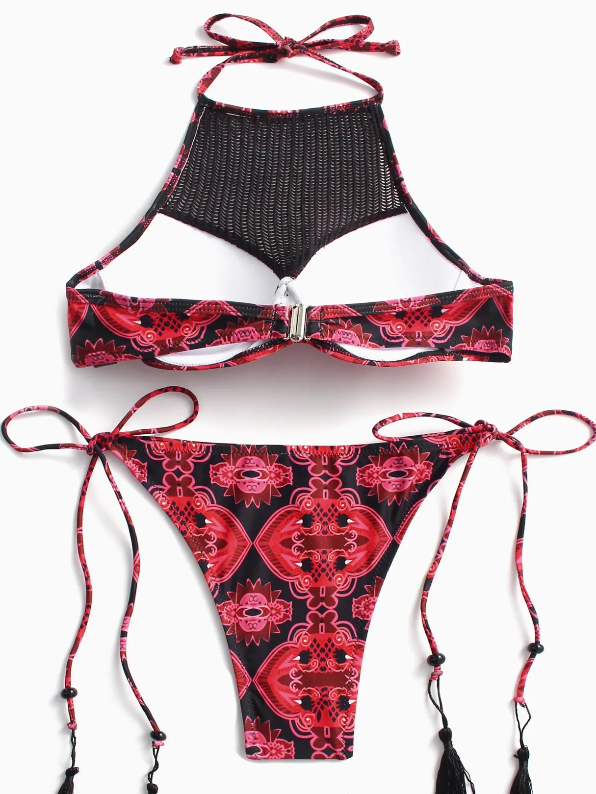 Wholesale Red Halter Sleeveless Printed Two Piece Bikinis