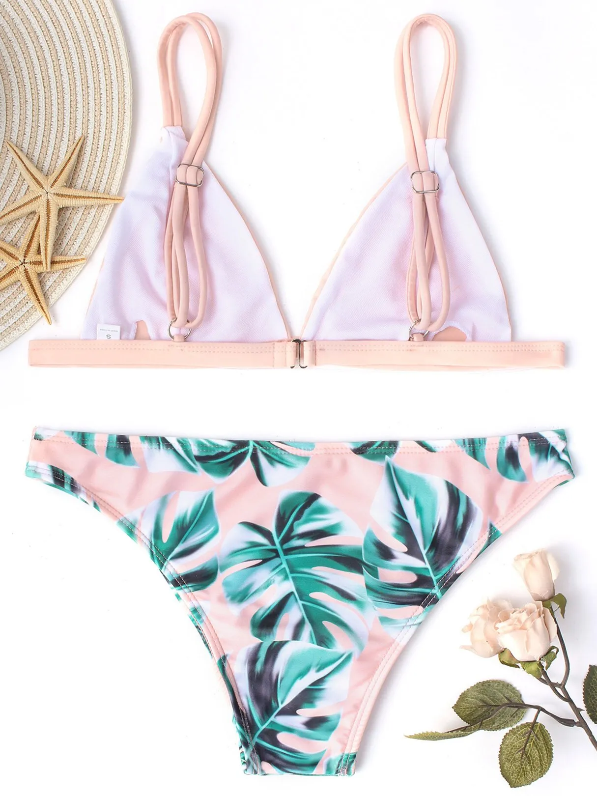 Wholesale Sleeveless Floral Print Two Piece Bikini