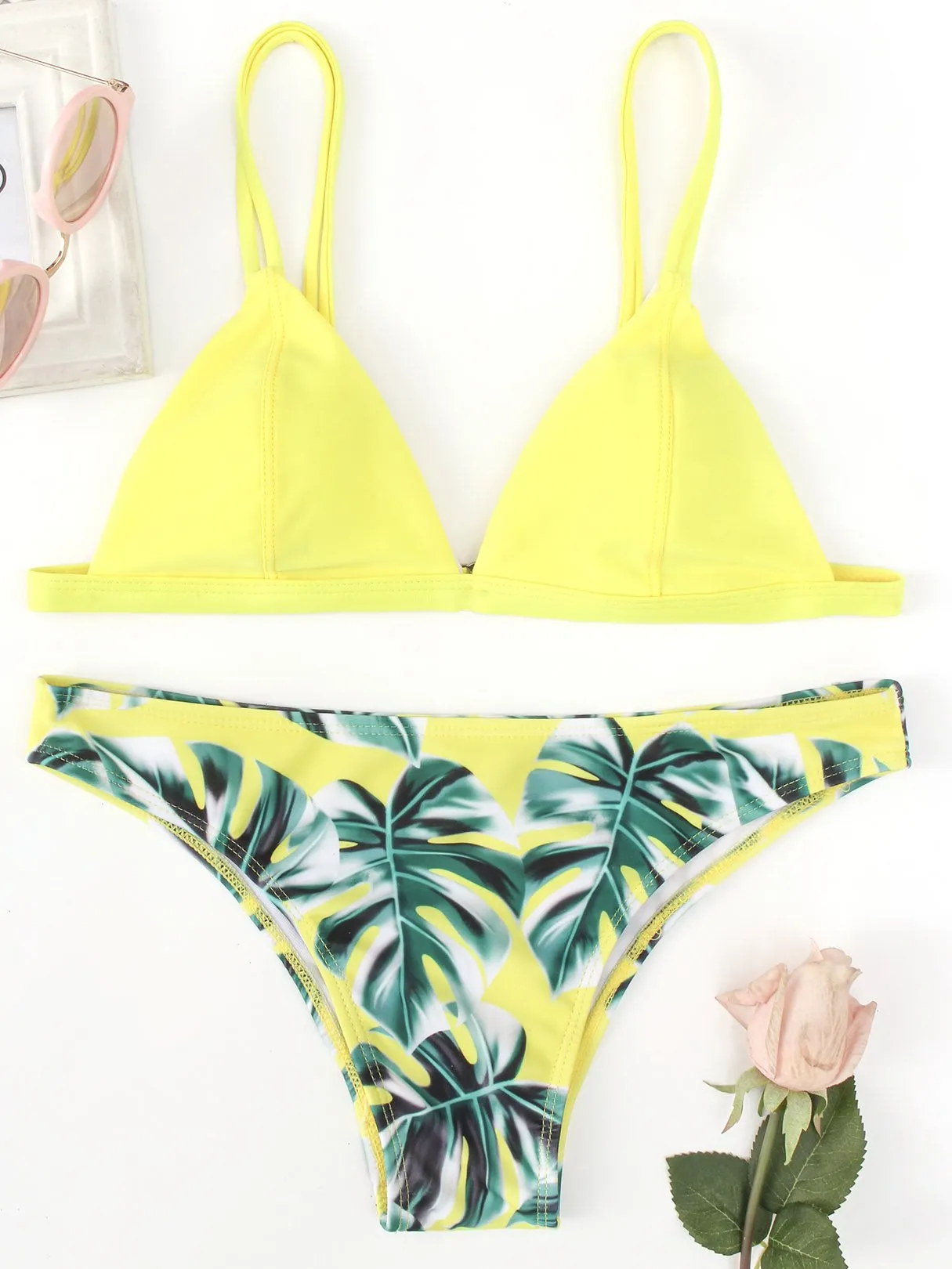 Wholesale Sleeveless Floral Print Two Piece Bikini