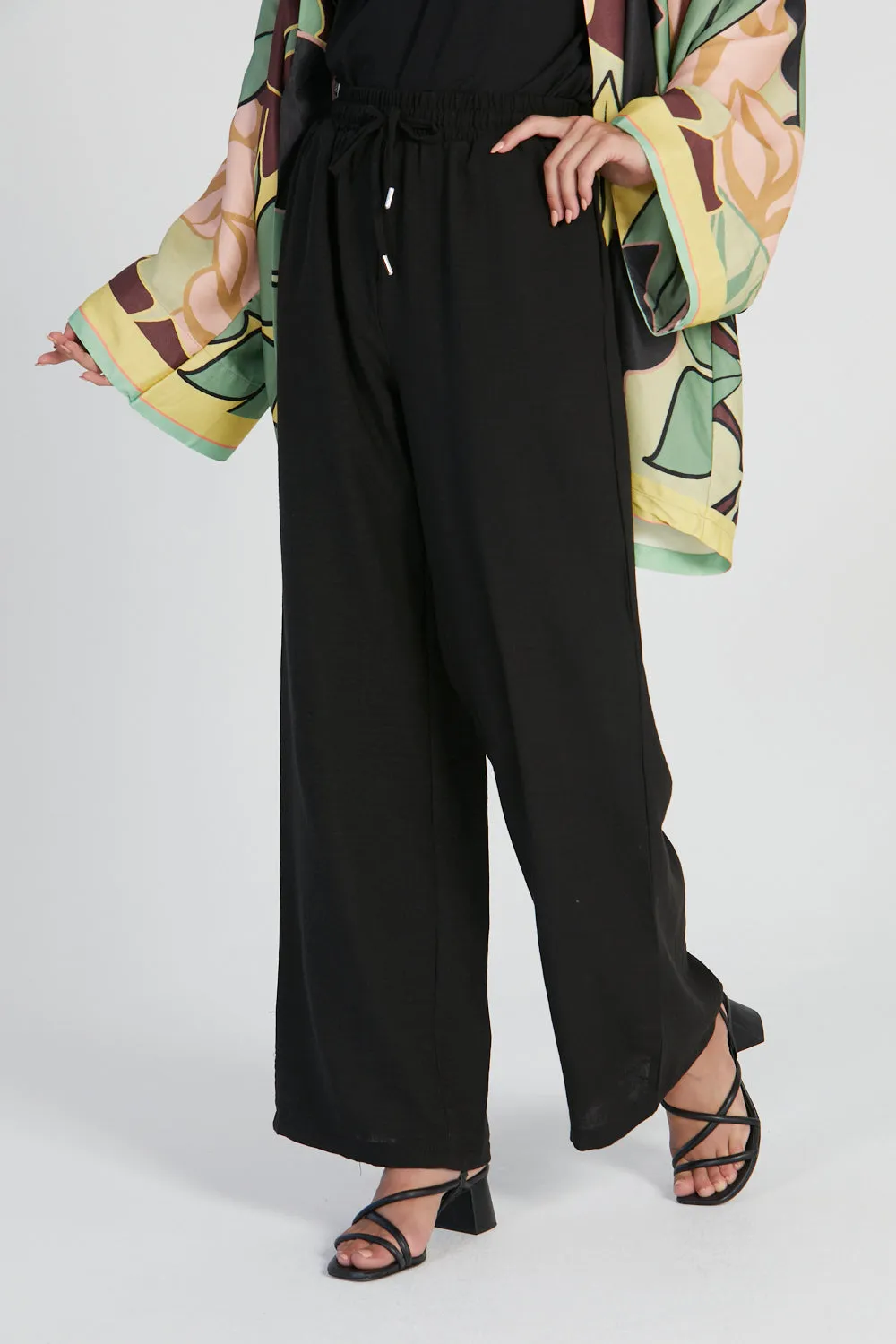 Wide Leg Trousers - Black