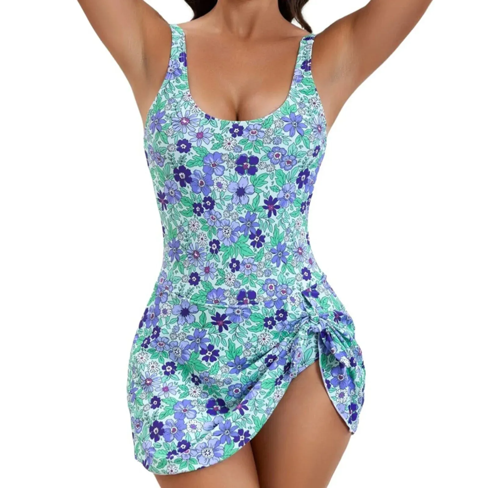 Women 2024 New Solid Print Sling Sexy High Waist Swimwear Summer Tankini Beach Wear Bathing Suit For Female Tie Knot Swim Dresse