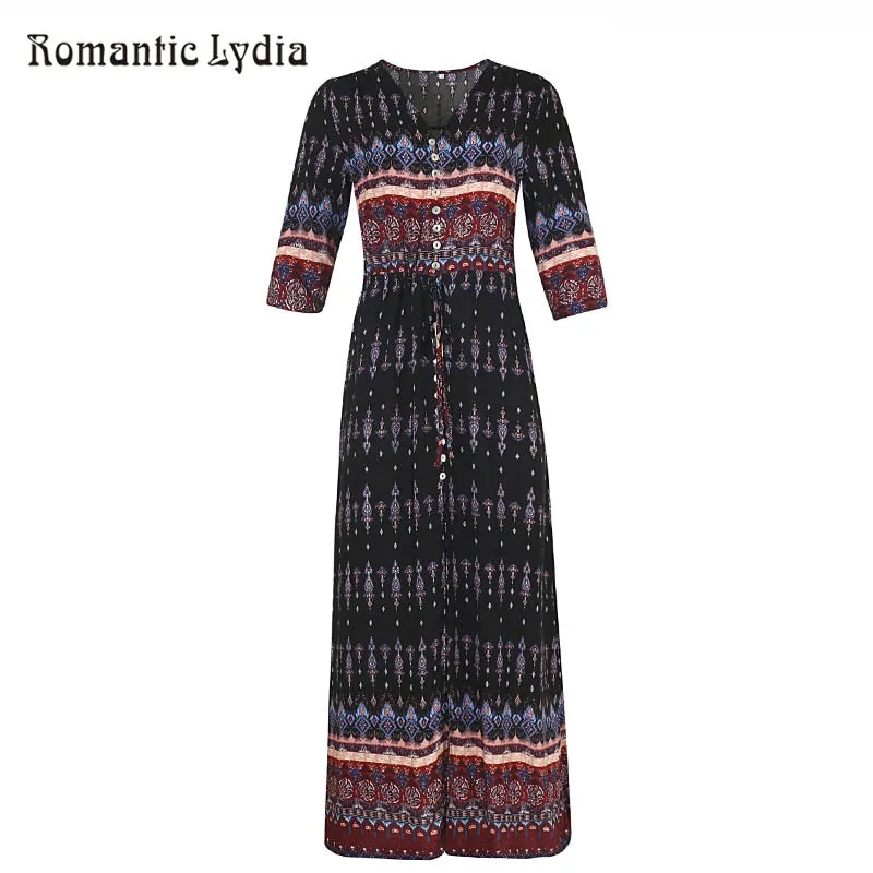 Women Long Party Dress Maxi Floor Length Casual Split Retro Summer Dresses 2018 Boho Bohemian Vestidos Plus Size
