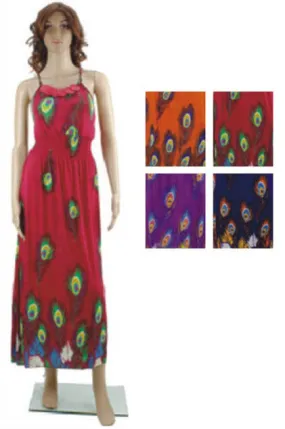 women's long sundresses - peacock prints Case of 48