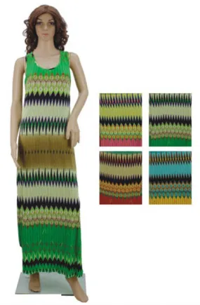 women's long sundresses - zig zag prints Case of 48