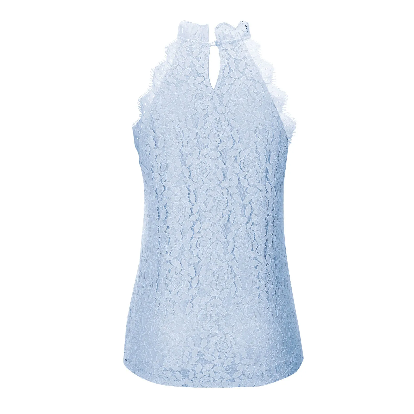 Women's Sleeveless Lace Tops Summer Crochet Shirt Blouse Halter Lined Camisole Tank