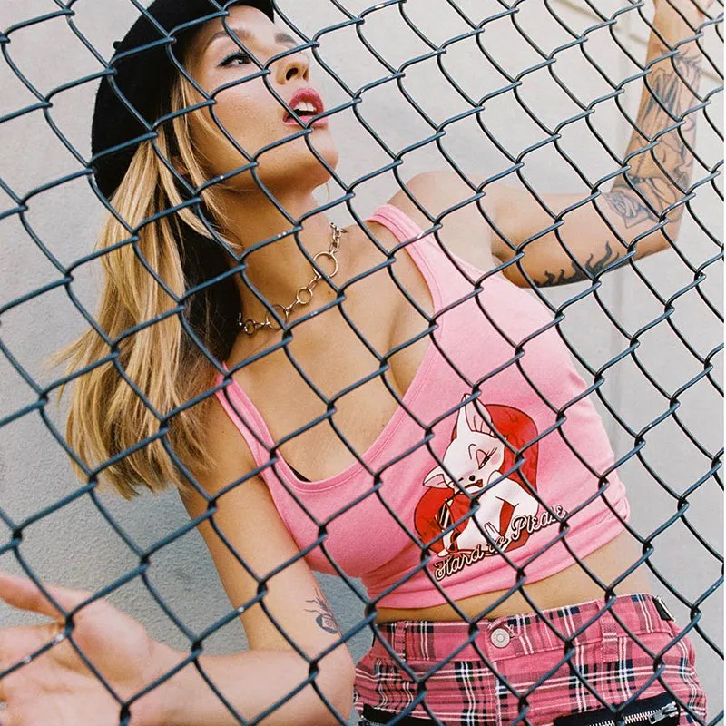 Women's Summer Cotton Printed O-Neck Crop Top