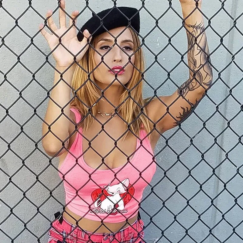 Women's Summer Cotton Printed O-Neck Crop Top